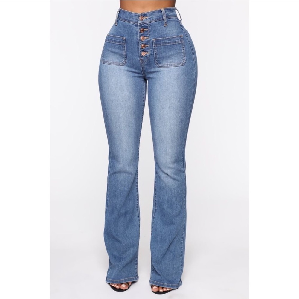 Medium was button up flare leg jeans